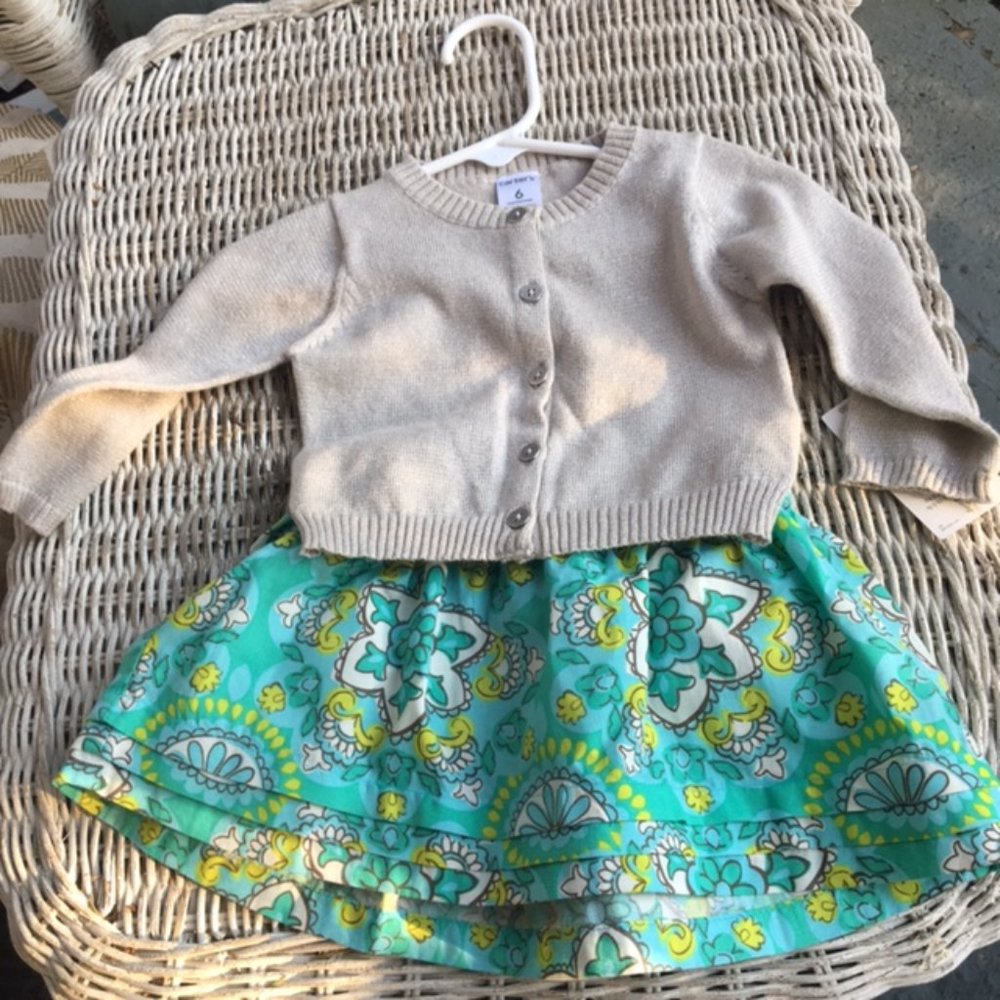 Adorable, NWOT,100% Cotton, Turquoise, Green, & White, Flower Skirt, 3m - Picture 9 of 9